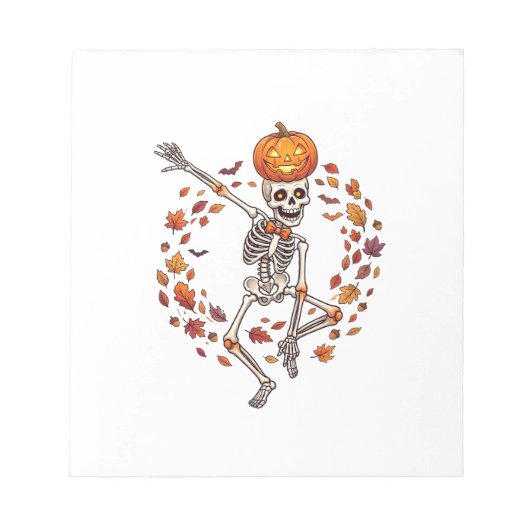 Bloc-note Citrouille de tête de squelette dansant Halloween (Devant)