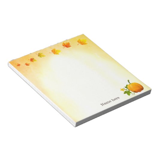 Bloc-note Citrouille de Thanksgiving et feuilles d'automne (Incliné)