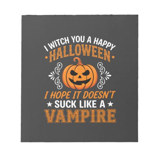 Bloc-note Citrouille de vampire drôle d'Halloween (Devant)