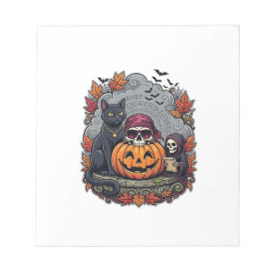 Bloc-note Citrouille d'Halloween Chat Crâne Faucheuse Feuill