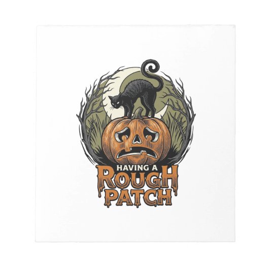 Bloc-note Citrouille d'Halloween Chat Tache Brute Gravure Vi (Devant)
