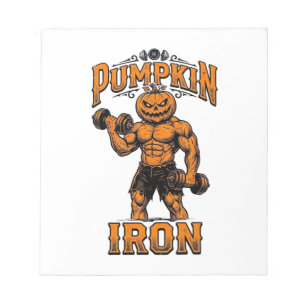 Bloc-note Citrouille Fer Vintage Bodybuilder Halloween Desig