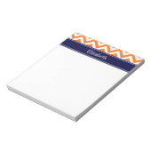 Bloc-note Citrouille Orange Lg Chevron Marine Monogramme Nom (Tourné)