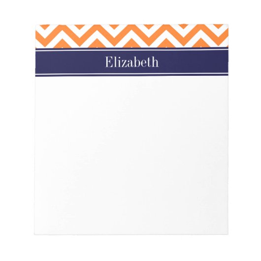Bloc-note Citrouille Orange Lg Chevron Marine Monogramme Nom (Devant)