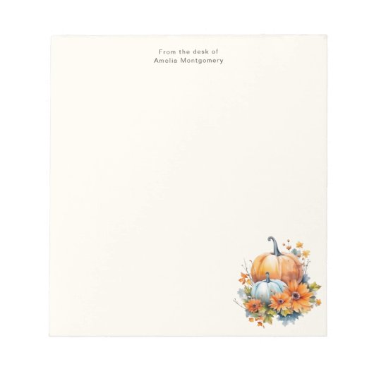 Bloc-note Citrouilles d'automne avec Fleurs et Foliage (Devant)
