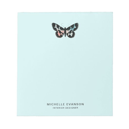 Bloc-note Clair Aqua Bleu Aquarelle Papillon Logo (Devant)