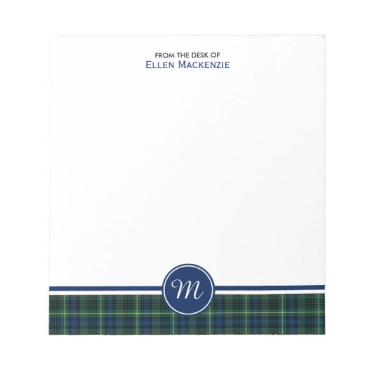 Bloc-note Clan Stewart Chasse Tartan Monogramme (Devant)