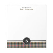 Bloc-note Clan Sutherland Ancien Tartan Tan Tan Plaid Monogr (Devant)