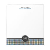 Bloc-note Clan Thompson Robe bleue Tartan Monogramme (Devant)