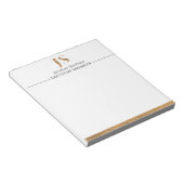 Bloc-note Classe Élégant Monogramme Personnalisé Blanc & Or (Incliné)