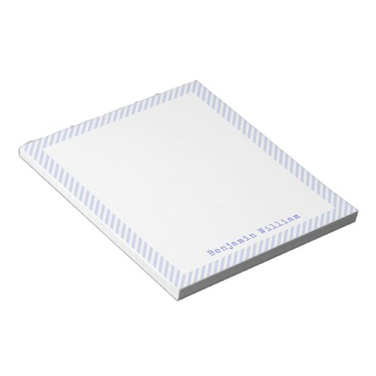 Bloc-note Classé Quartz Bleu Et Blanc Cadre Minimal À Rayure (Incliné)