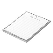 Bloc-note Classic Black Stripe Feminine Script Nom du coeur (Tourné)