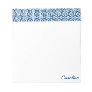 Bloc-note Classic Blue With White Crochet Lace Pattern