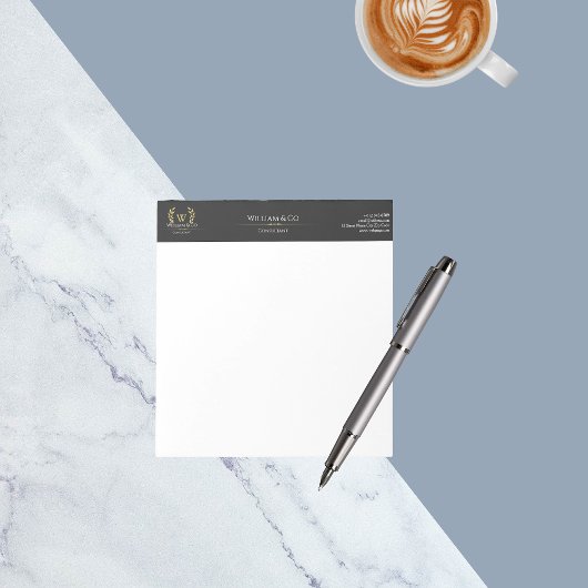 Bloc-note Classic Laurel Wreath Black Gold Monogramme