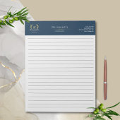 Bloc-note Classic Laurel Wreath Navy Blue Gold Monogramme