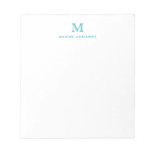 Bloc-note Classic Modern Simple Teal Green Monogram