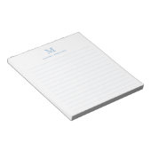 Bloc-note Classic Moderne Simple Dusty Bleu Monogramme (Incliné)
