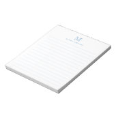 Bloc-note Classic Moderne Simple Dusty Bleu Monogramme (Tourné)