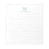 Bloc-note Classic Moderne Simple Dusty Bleu Monogramme (Devant)