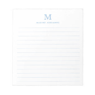 Bloc-note Classic Moderne Simple Dusty Bleu Monogramme