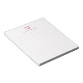 Bloc-note Classic Moderne Simple Magenta Rose Monogramme Lin (Incliné)