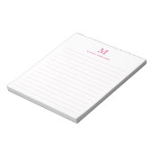Bloc-note Classic Moderne Simple Magenta Rose Monogramme Lin (Tourné)
