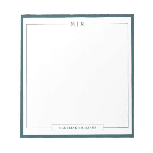 Bloc-note Classic Monogram Smoke Green Border Stationery (Devant)