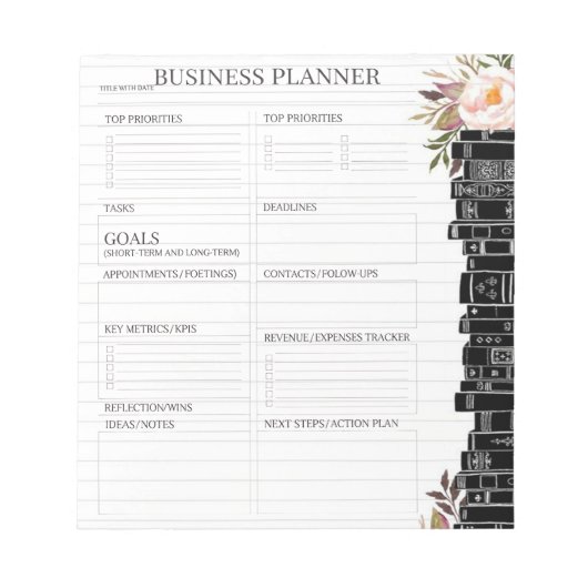 Bloc-note Classic White and Black business planner  Notepad (Devant)