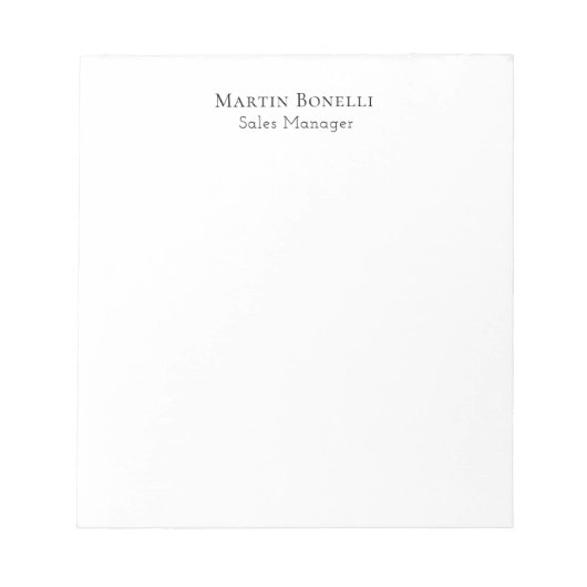 Bloc-note Classical Professional Own Name Information Simple (Devant)