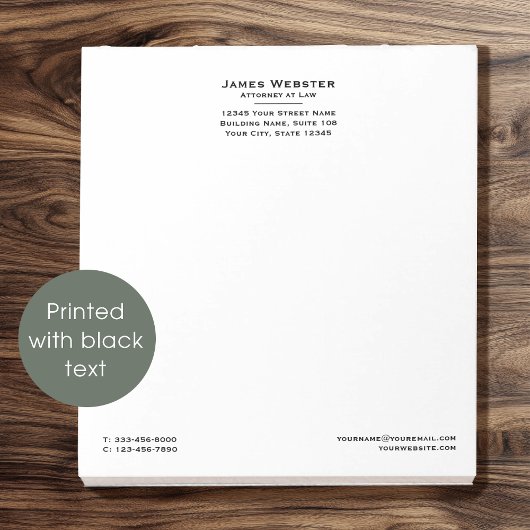 Bloc-note Classique Avocat Droit et Professionnel Noir