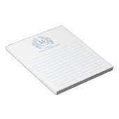 Bloc-note Classique bleu français floral crest monogramme do (Incliné)