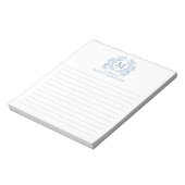 Bloc-note Classique bleu français floral crest monogramme do (Tourné)