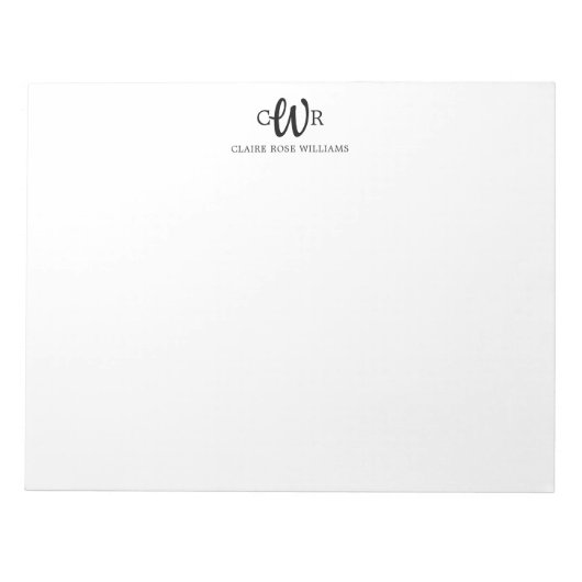 Bloc-note Classique Élégant Moderne 3 Monogramme Script init (Devant)