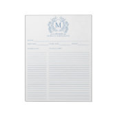 Bloc-note Classique Français Bleu Cimier Floral Monogramme R (Tourné)