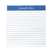 Bloc-note Classique Moderne Élégant Bleu Script Personnalisé (Devant)