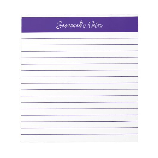 Bloc-note Classique moderne élégant violet Script personnali (Devant)