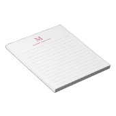 Bloc-note Classique Moderne Simple Bordeaux Rouge Monogrammé (Incliné)