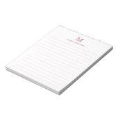 Bloc-note Classique Moderne Simple Bordeaux Rouge Monogrammé (Tourné)