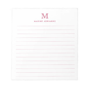 Bloc-note Classique Moderne Simple Bordeaux Rouge Monogrammé