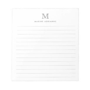 Bloc-note Classique Moderne Simple Gris Argent Monogrammé Li