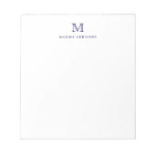 Bloc-note Classique Moderne Simple Marine Bleu Monogramme In (Devant)