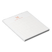 Bloc-note Classique Moderne Simple Monogramme Orange Ligné (Incliné)