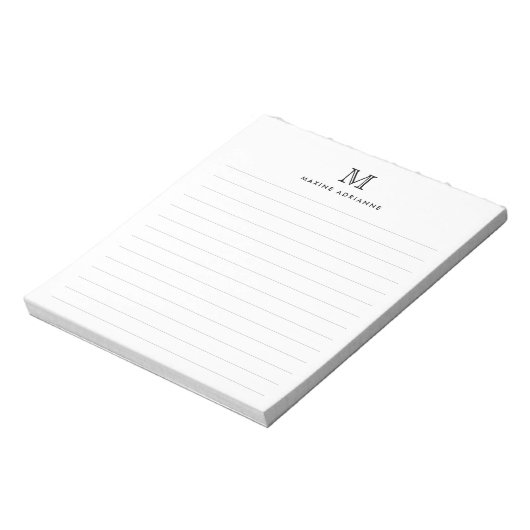 Bloc-note Classique Moderne Simple Noir De Base Monogramme L (Tourné)