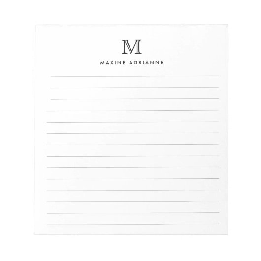 Bloc-note Classique Moderne Simple Noir De Base Monogramme L (Devant)