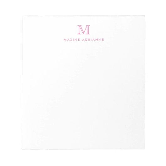 Bloc-note Classique moderne simple rose simple Monogramme in (Devant)