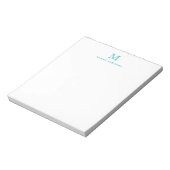 Bloc-note Classique Moderne Simple Turquoise Vert Monogramme (Tourné)