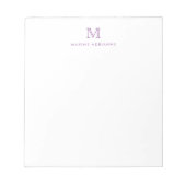 Bloc-note Classique Moderne Simple Violet Monogramme Initial (Devant)