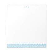 Bloc-note Classique Simple Formel Bleu 3 Monogramme Vague Bo (Devant)