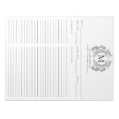 Bloc-note Classique Vintage noir Crest Monogramme Recette (Devant)