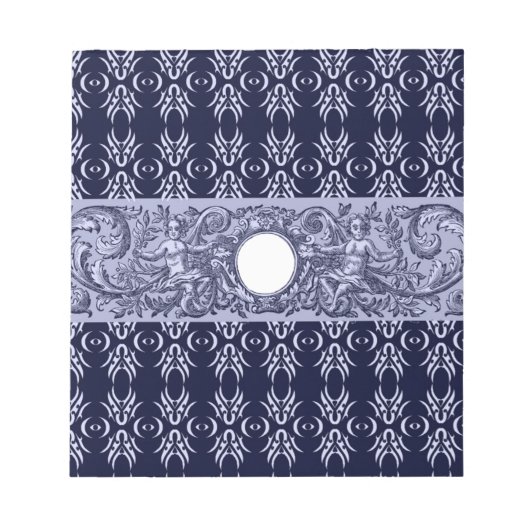 Bloc-note Classy Blue Baroque Motif par LeahG - cherubs (Devant)